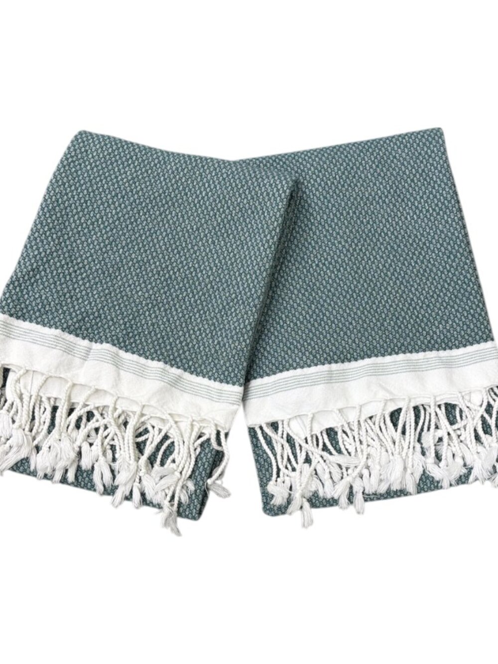 Coyuchi Mediterranean Organic Cotton Bath Towel Aquamarine Sea Spray Set 2 NWOT